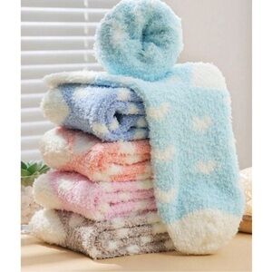 Cozy Colorful Heart Fuzzy Socks 5 Pair Set